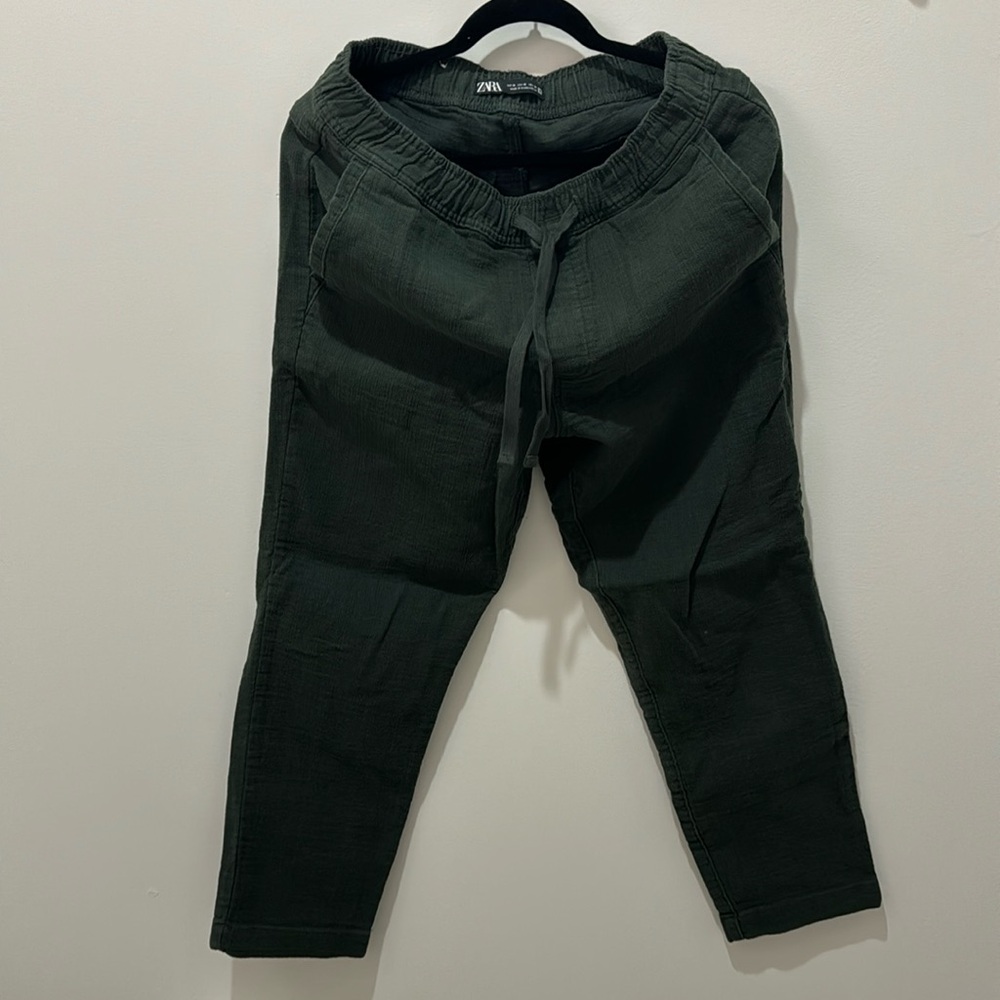 Green Linen Draw String Pants